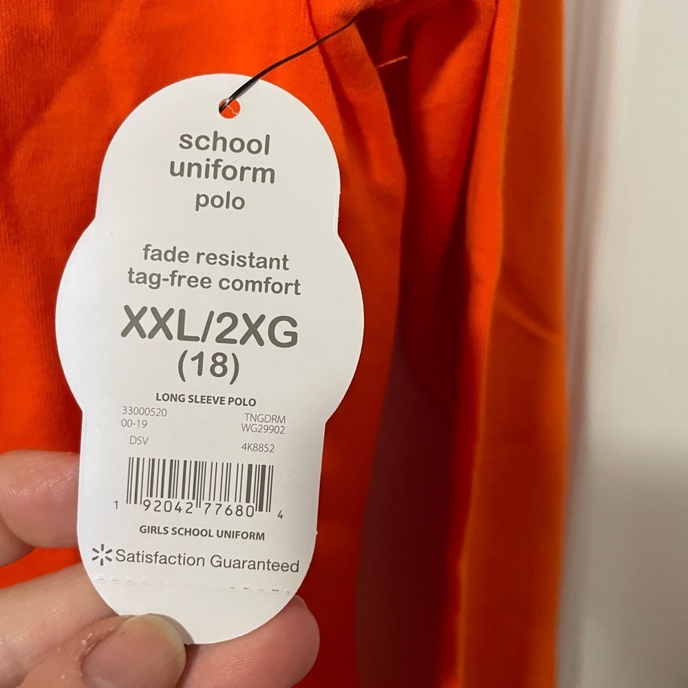 New with tags Kids school uniforms orange xxl 18 long sleeve collar polo shirts - Picture 4 of 5